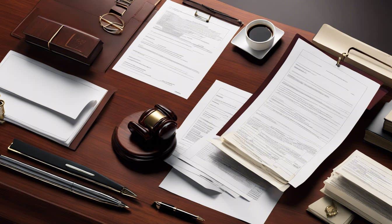 Verschillende soorten zakelijke juridische formulieren op een bureau. Verschillende soorten zakelijke juridische formulieren op een bureau.