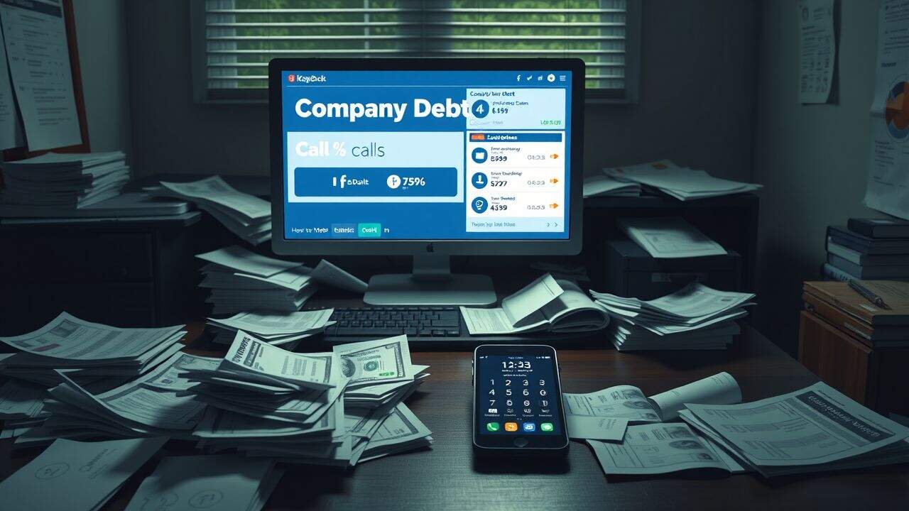 Een rommelig bureau met financiële problemen.